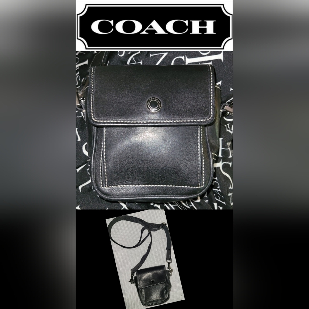 Coach VTG Legacy Black Leather Square Crossbody Belt Mini Bag